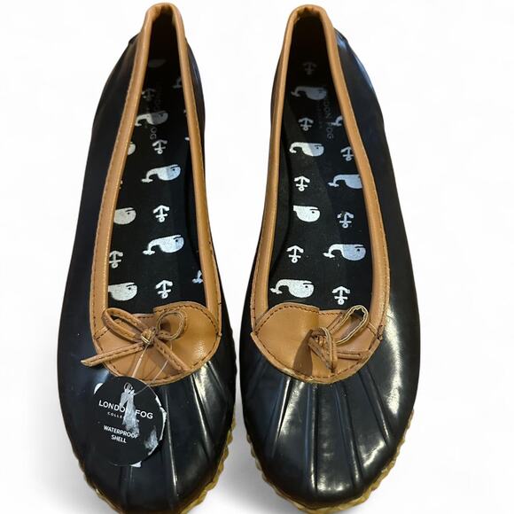 London fog womens black water proof flats - Picture 1 of 4
